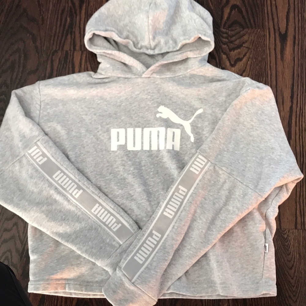 Puma Crop Light Gray Hoodie